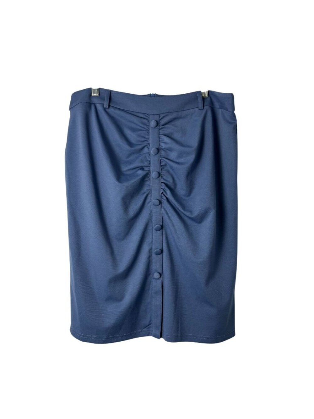 Belle Poque Blue High Waist Pencil Skirt Womens 2XL Ruched Button Front NWT